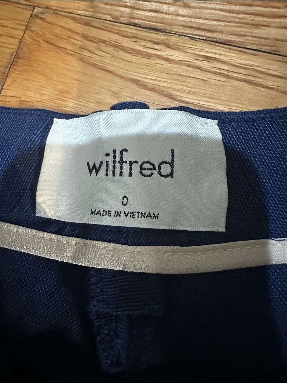 Wilfred Aritzia Navy Wide Leg Linen Pants High Waist Minimalist Cropped 0